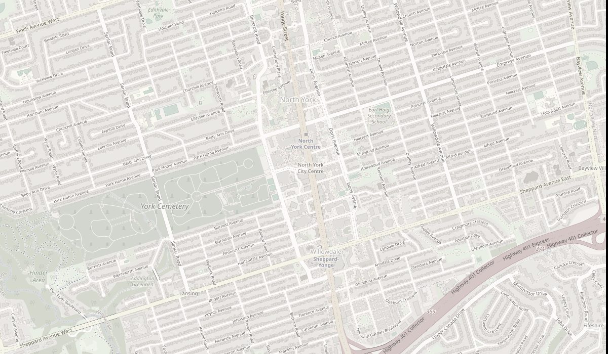 Map showing 4950 Yonge Street, North York
