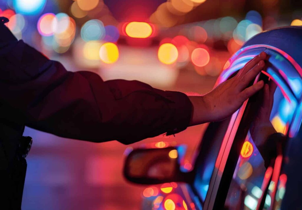 car pulled over by police officer